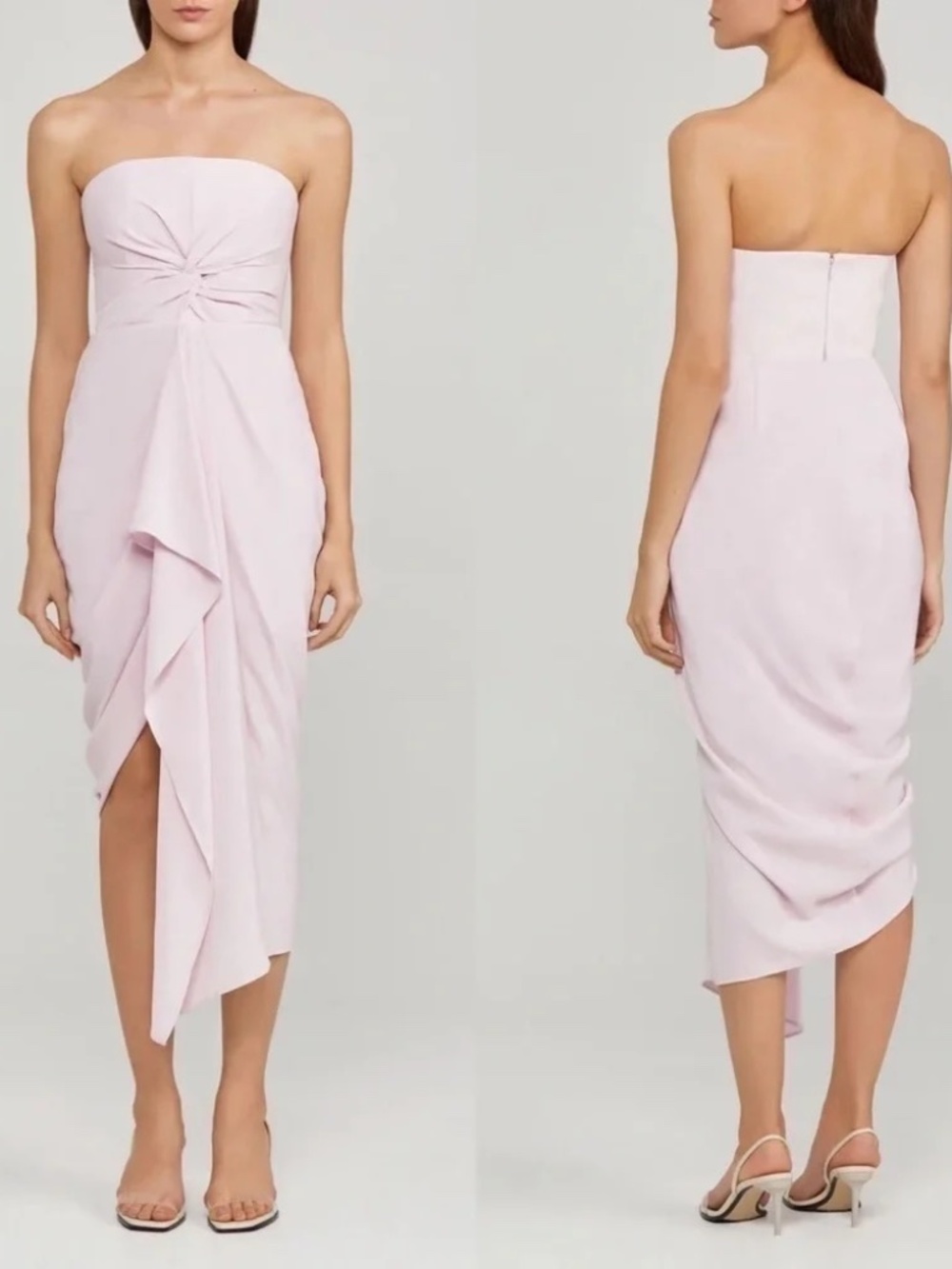 Strapless Draped Evening Dress in Light Mauve